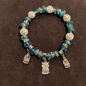 Handmade Beaded Gemstone Charm Bracelet..